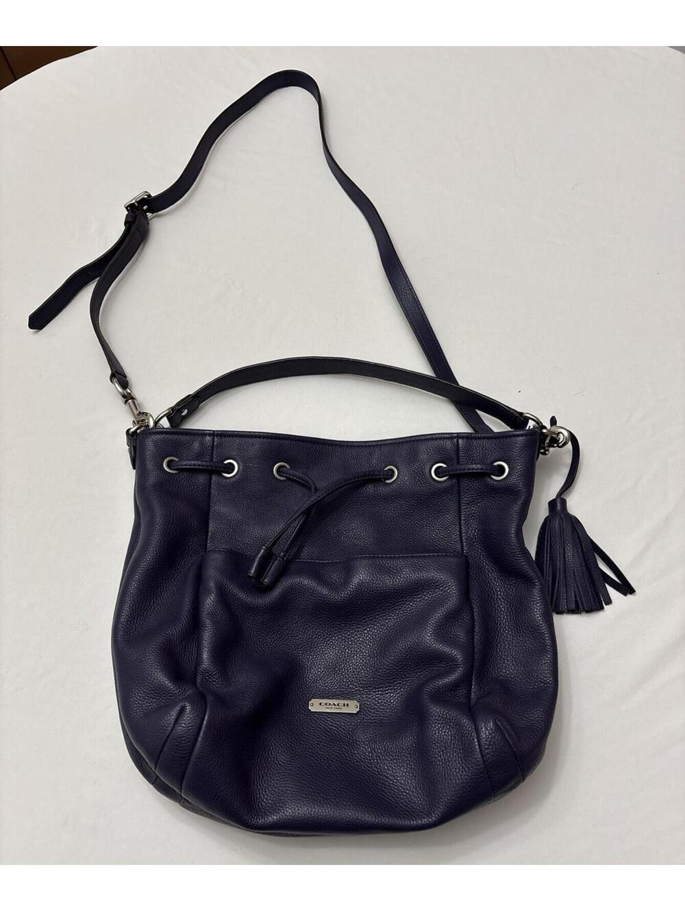 Coach Avery Park Vintage Purple Hobo Leather Drawstring Crossbody Bag